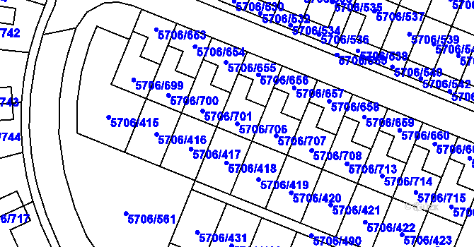 Parcela st. 5706/706 v KÚ Jihlava, Katastrální mapa