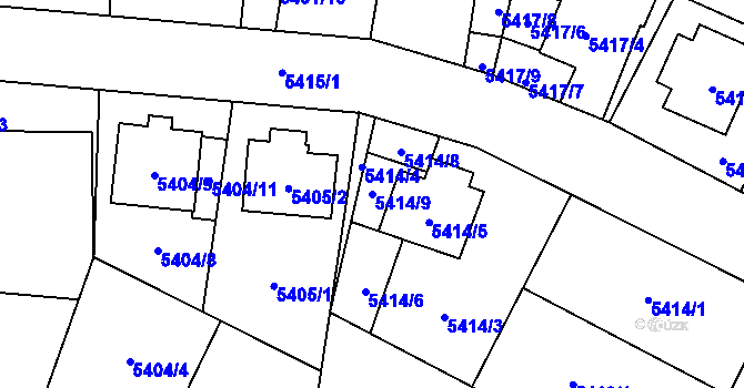 Parcela st. 5414/9 v KÚ Jihlava, Katastrální mapa