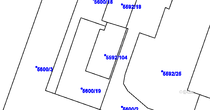 Parcela st. 5592/104 v KÚ Jihlava, Katastrální mapa