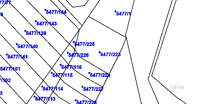 Parcela st. 5477/223 v KÚ Jihlava, Katastrální mapa