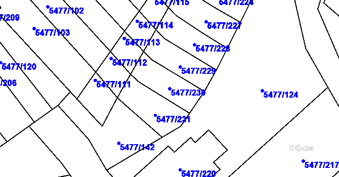 Parcela st. 5477/230 v KÚ Jihlava, Katastrální mapa