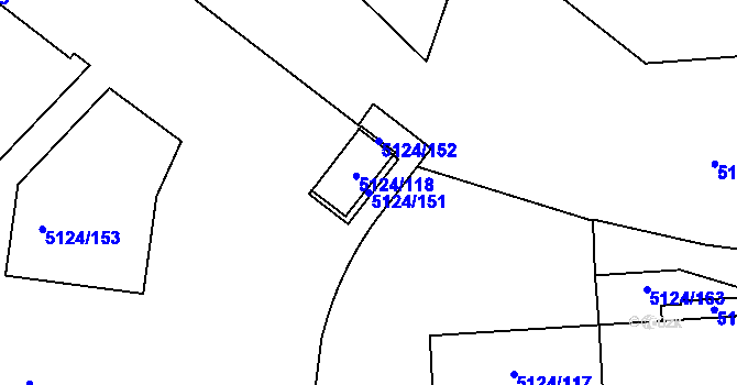 Parcela st. 5124/151 v KÚ Jihlava, Katastrální mapa