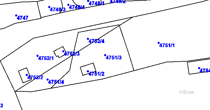 Parcela st. 4751/3 v KÚ Jihlava, Katastrální mapa