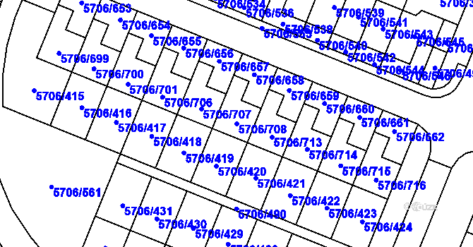 Parcela st. 5706/708 v KÚ Jihlava, Katastrální mapa