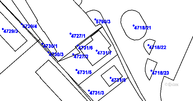 Parcela st. 4731/7 v KÚ Jihlava, Katastrální mapa