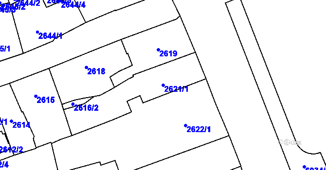 Parcela st. 2621/1 v KÚ Jihlava, Katastrální mapa