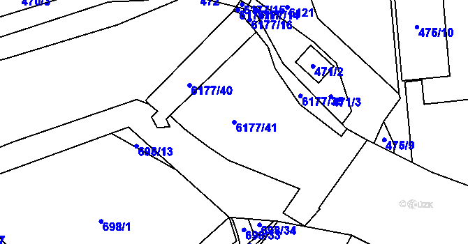 Parcela st. 6177/41 v KÚ Jihlava, Katastrální mapa