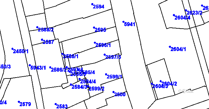 Parcela st. 2597/3 v KÚ Jihlava, Katastrální mapa