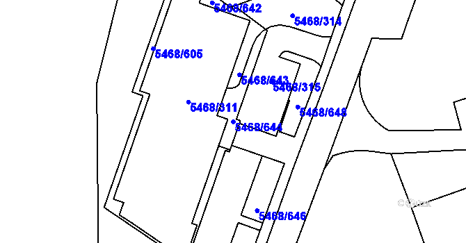 Parcela st. 5468/644 v KÚ Jihlava, Katastrální mapa
