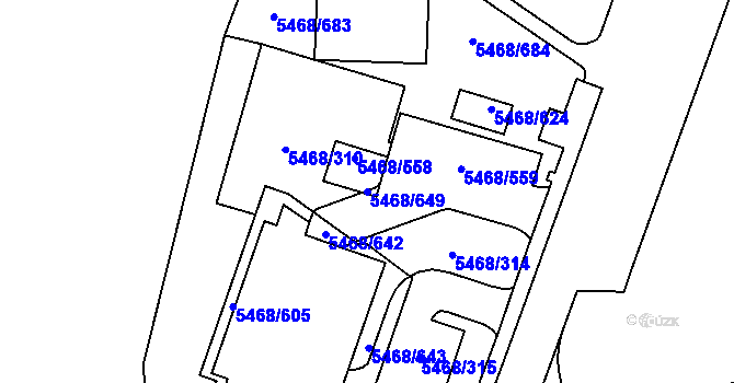 Parcela st. 5468/649 v KÚ Jihlava, Katastrální mapa