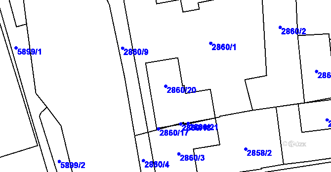 Parcela st. 2860/20 v KÚ Jihlava, Katastrální mapa