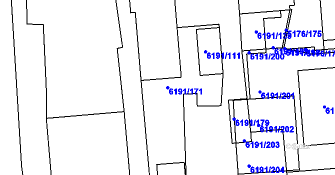 Parcela st. 6191/171 v KÚ Jihlava, Katastrální mapa