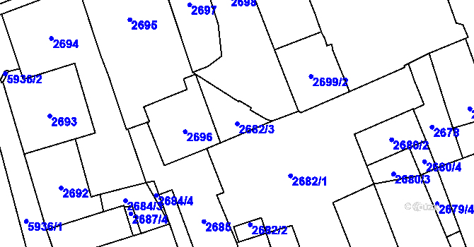 Parcela st. 2682/3 v KÚ Jihlava, Katastrální mapa