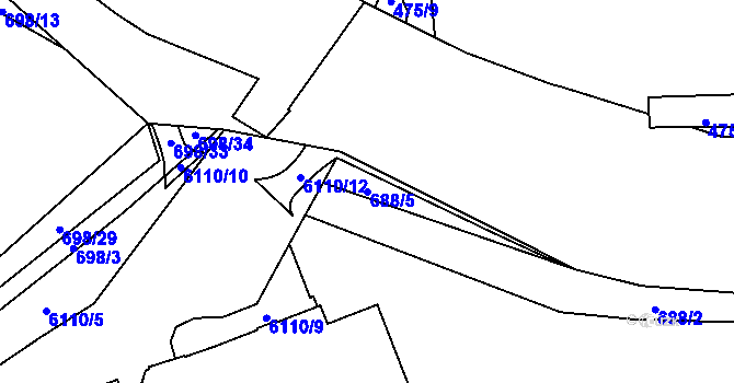 Parcela st. 688/5 v KÚ Jihlava, Katastrální mapa