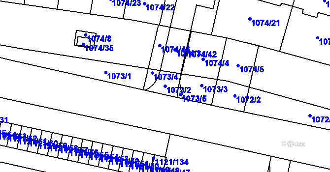 Parcela st. 1073/2 v KÚ Jihlava, Katastrální mapa
