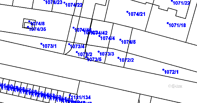 Parcela st. 1073/3 v KÚ Jihlava, Katastrální mapa