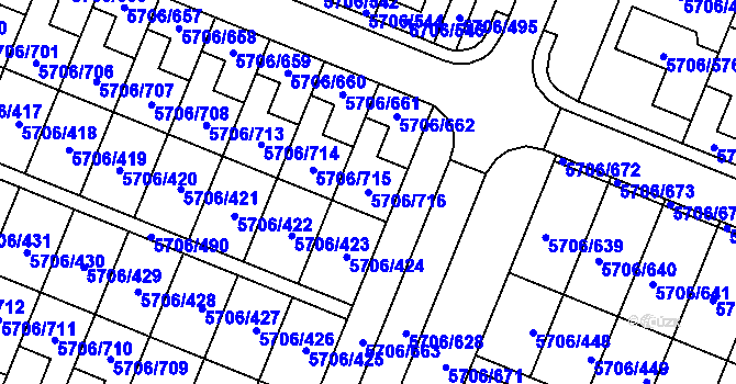 Parcela st. 5706/716 v KÚ Jihlava, Katastrální mapa