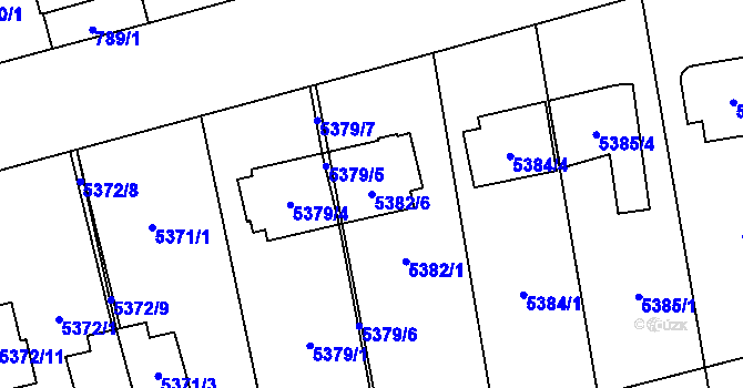 Parcela st. 5382/6 v KÚ Jihlava, Katastrální mapa