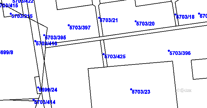 Parcela st. 5703/425 v KÚ Jihlava, Katastrální mapa