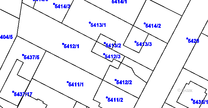 Parcela st. 5412/3 v KÚ Jihlava, Katastrální mapa