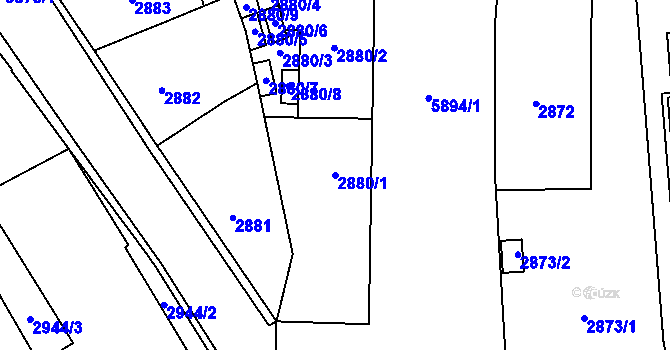 Parcela st. 2880/1 v KÚ Jihlava, Katastrální mapa