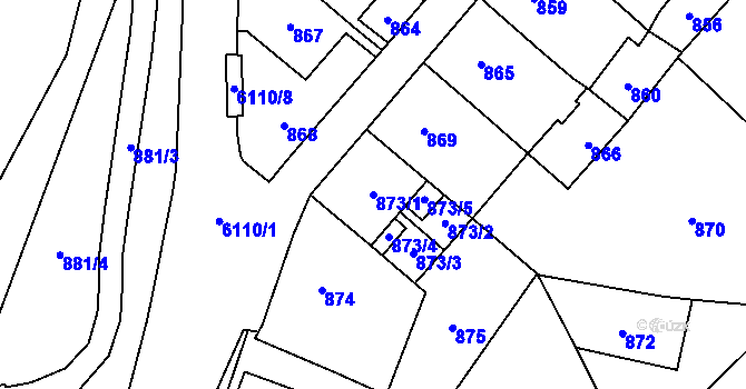 Parcela st. 873/1 v KÚ Jihlava, Katastrální mapa