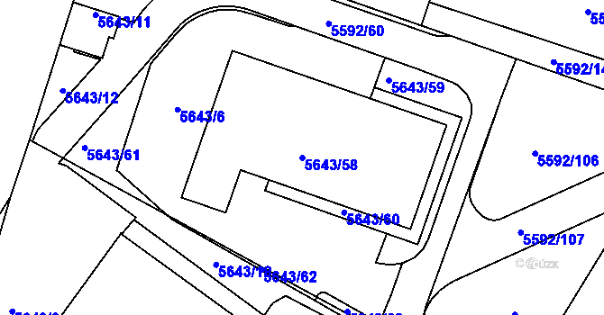 Parcela st. 5643/58 v KÚ Jihlava, Katastrální mapa