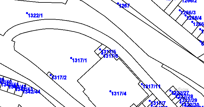 Parcela st. 1317/6 v KÚ Jihlava, Katastrální mapa