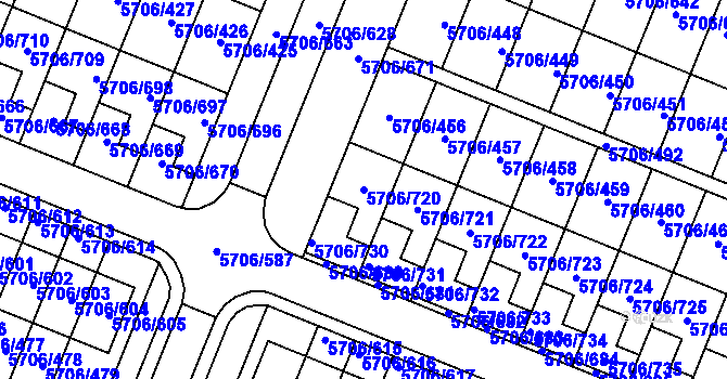 Parcela st. 5706/720 v KÚ Jihlava, Katastrální mapa