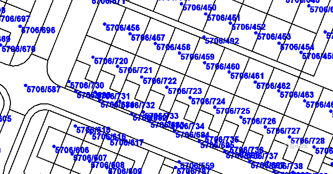 Parcela st. 5706/723 v KÚ Jihlava, Katastrální mapa