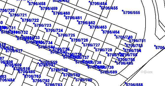 Parcela st. 5706/727 v KÚ Jihlava, Katastrální mapa