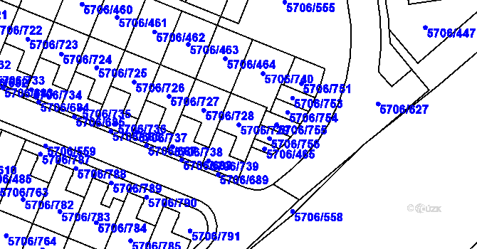 Parcela st. 5706/729 v KÚ Jihlava, Katastrální mapa
