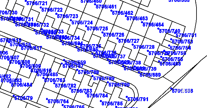 Parcela st. 5706/737 v KÚ Jihlava, Katastrální mapa