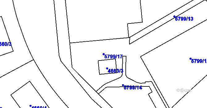 Parcela st. 5799/17 v KÚ Jihlava, Katastrální mapa