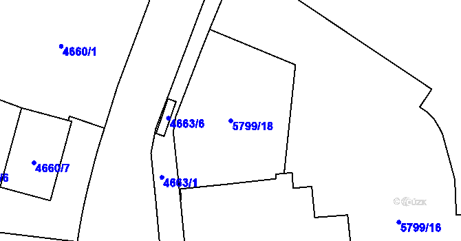 Parcela st. 5799/18 v KÚ Jihlava, Katastrální mapa