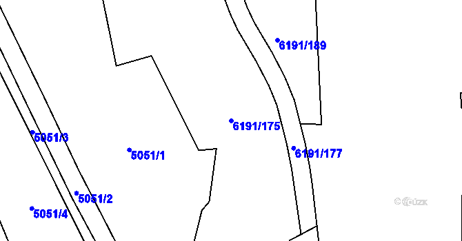 Parcela st. 6191/175 v KÚ Jihlava, Katastrální mapa