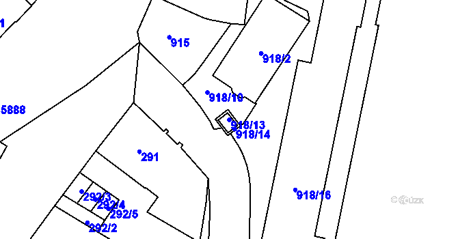 Parcela st. 918/13 v KÚ Jihlava, Katastrální mapa