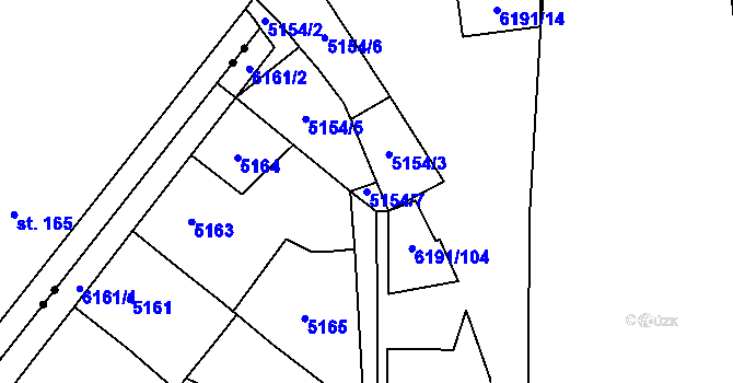 Parcela st. 5154/7 v KÚ Jihlava, Katastrální mapa
