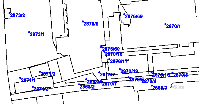 Parcela st. 2870/12 v KÚ Jihlava, Katastrální mapa