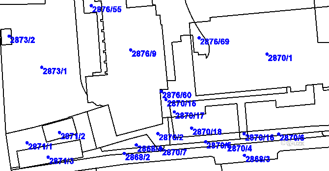 Parcela st. 2870/13 v KÚ Jihlava, Katastrální mapa