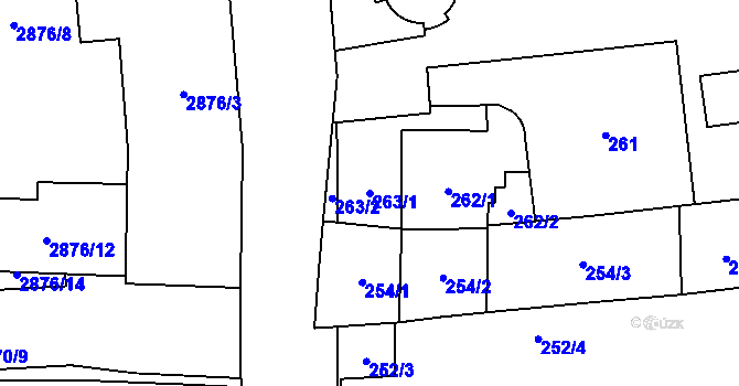 Parcela st. 263/1 v KÚ Jihlava, Katastrální mapa