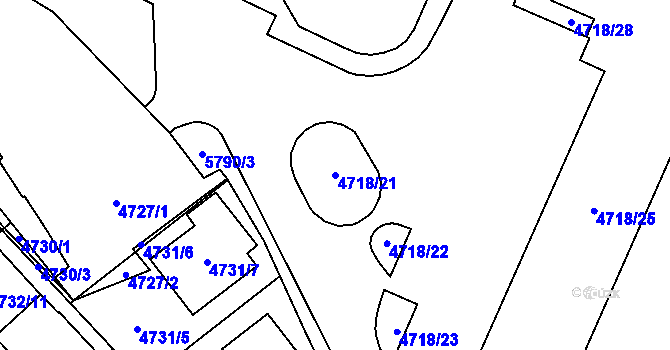 Parcela st. 4718/21 v KÚ Jihlava, Katastrální mapa