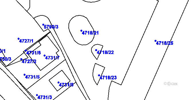 Parcela st. 4718/22 v KÚ Jihlava, Katastrální mapa