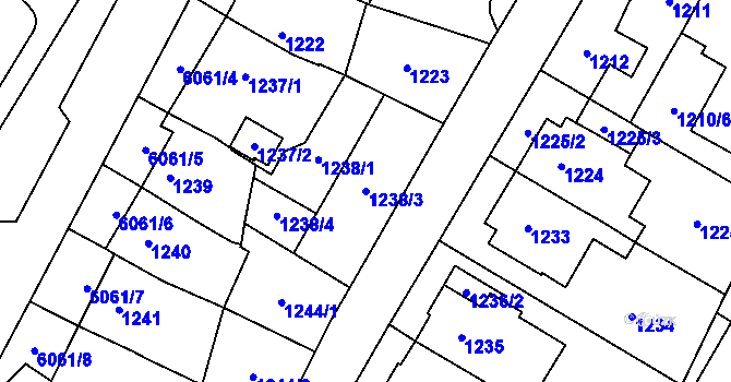 Parcela st. 1238/3 v KÚ Jihlava, Katastrální mapa