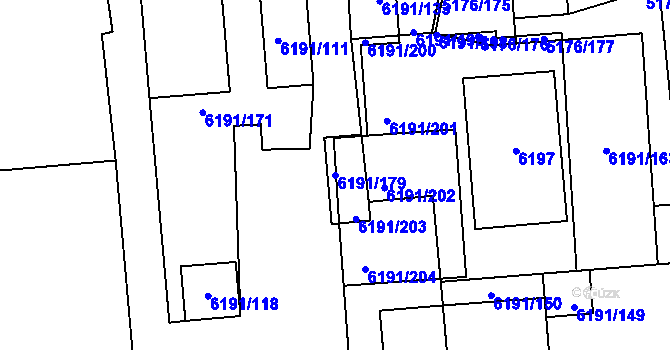 Parcela st. 6191/179 v KÚ Jihlava, Katastrální mapa