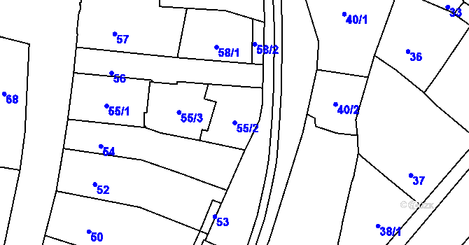 Parcela st. 55/2 v KÚ Jihlava, Katastrální mapa
