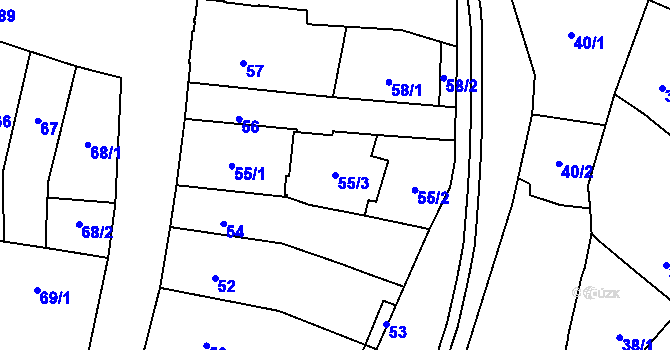 Parcela st. 55/3 v KÚ Jihlava, Katastrální mapa