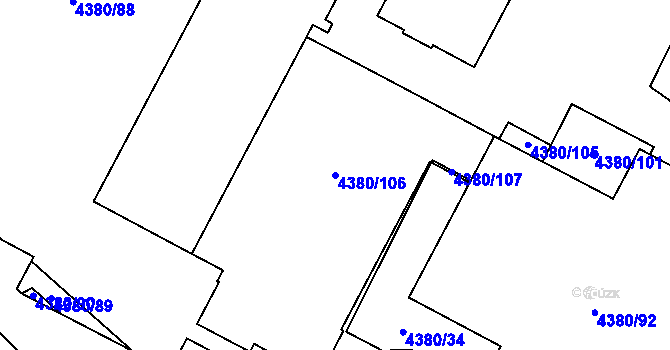 Parcela st. 4380/106 v KÚ Jihlava, Katastrální mapa