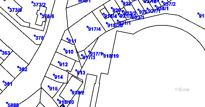 Parcela st. 918/19 v KÚ Jihlava, Katastrální mapa