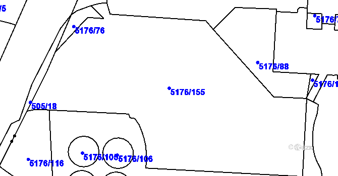 Parcela st. 5176/155 v KÚ Jihlava, Katastrální mapa